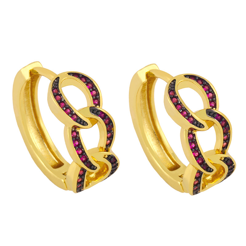 Hip-hop Micro-inlaid Zircon Twist Earrings display picture 4