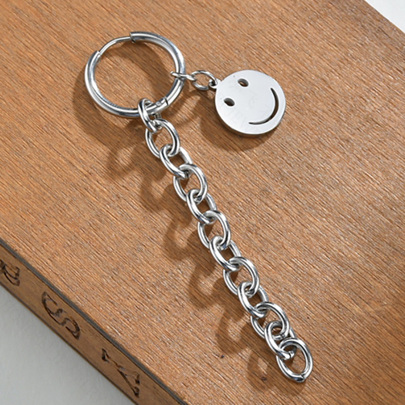 Smiley Face Long Chain Titanium Steel Earrings  Wholesale Nihaojewelry display picture 4