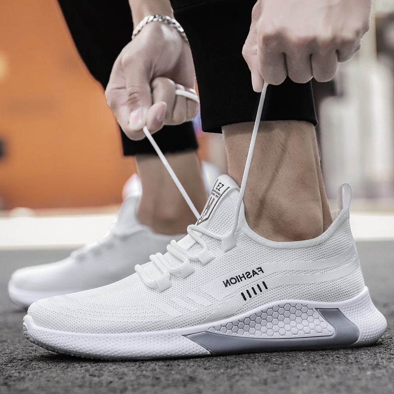 男鞋2020新款飞织透气舒适运动风休闲鞋网面可选男士鞋一件代发|ms