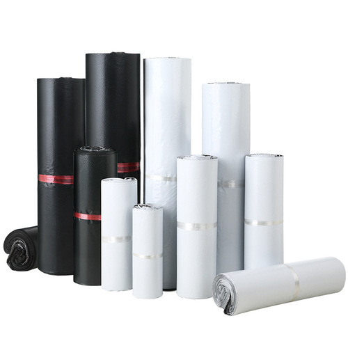 Wholesale thick black and white plastic bags for garment bags, small packs for e-commerce logistics, waterproof packaging bags