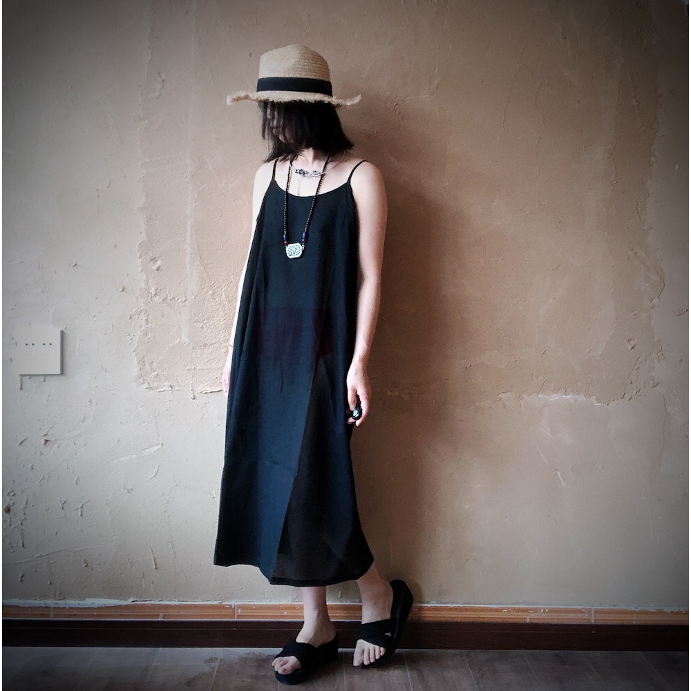 2020落古泥百搭棉布打底吊带长裙14085黑
