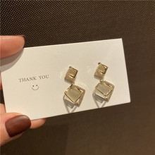 韩国代购同款耳环女 s925银针 长款猫眼石复古气质高级感百搭耳环