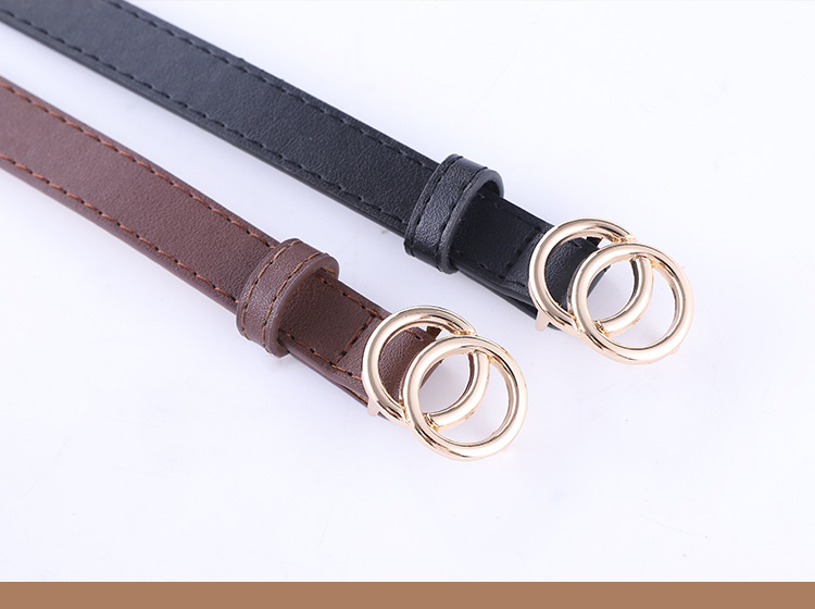 New Ladies Thin Belt Fashion Casual Decoration Jeans Belt Double Round Buckle Wholesale Nihaojewelry display picture 6