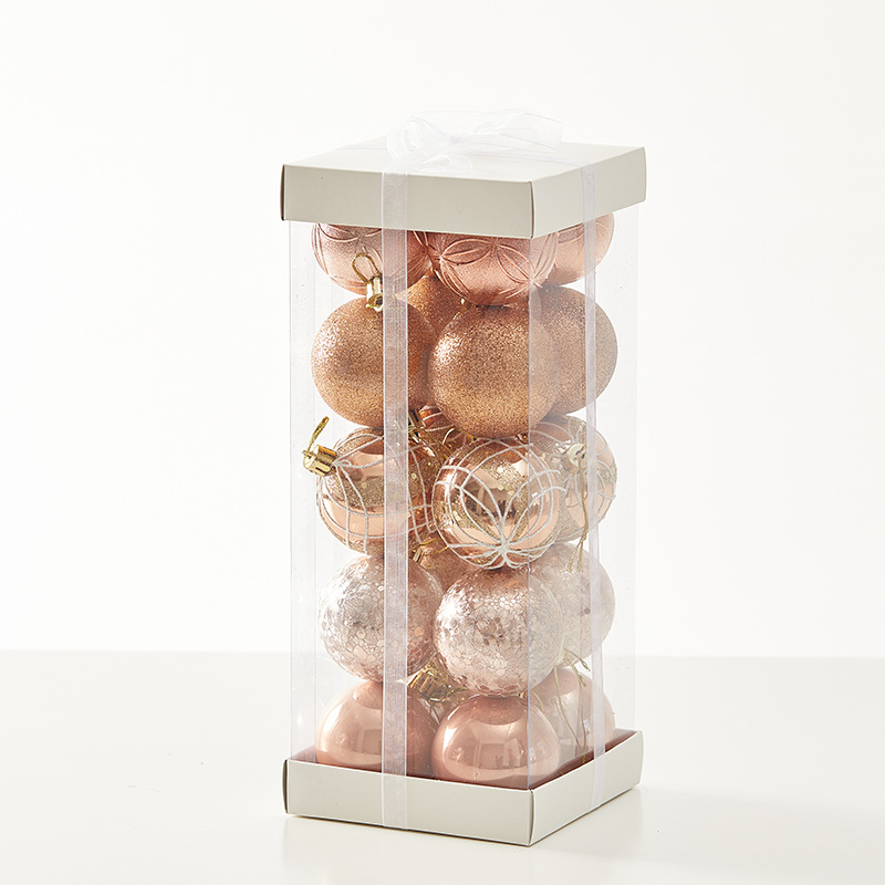 Caja de regalo pintada de 6cm bola de Navidad champán dorado naranja bronce pintado a mano bola techo colgante de decoración