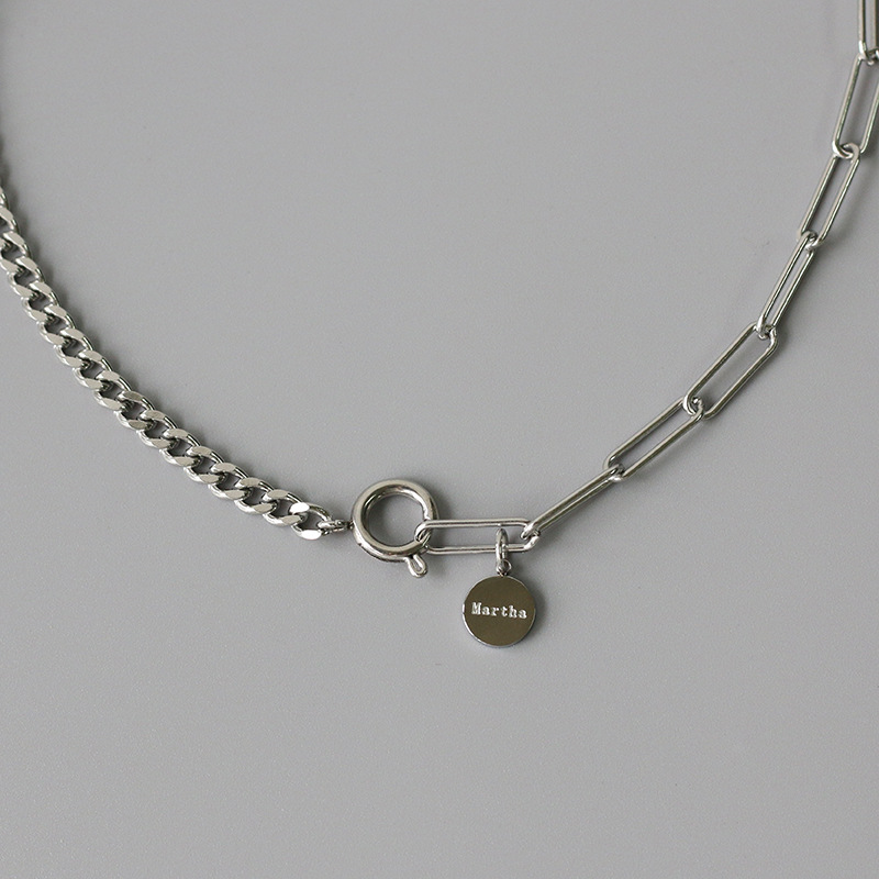 Collar De Pareja Para Hombres Y Mujeres, Cadena De Clavícula, Plata Ajustable, Acero De Titanio Que No Se Decolora display picture 2