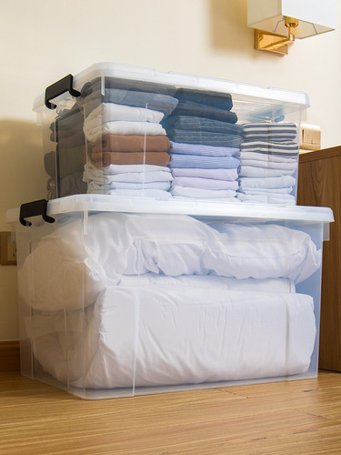 Storage box extra large fully transparent plastic covered storage box household storage box large capacity clothes storage box