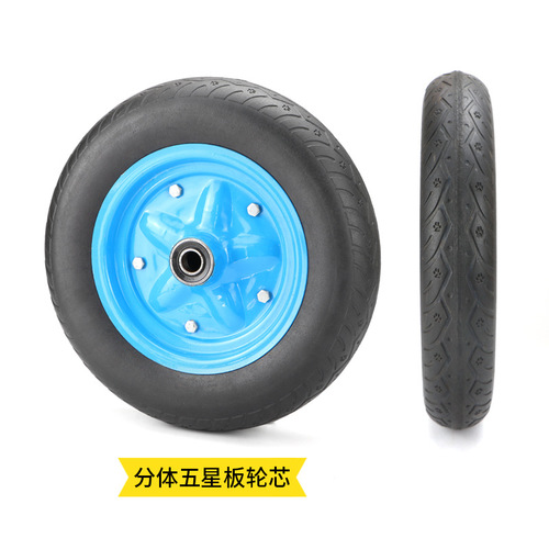 14-inch 300-8 plywood solid wheel silent rubber wheel heavy-duty construction site trolley bucket truck trailer wheel caster
