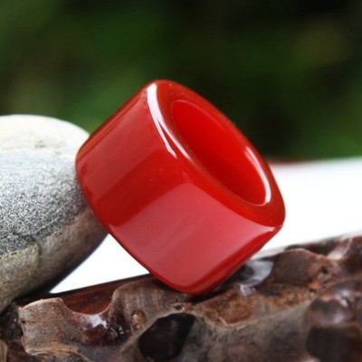 紅瑪瑙扳指南紅玉石戒指水晶玉髓情侶飾品霸氣男女款珠寶玉指環
