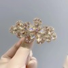 Hairgrip, golden water, crystal, high-end hair accessory, big hairpin, new collection, flowered