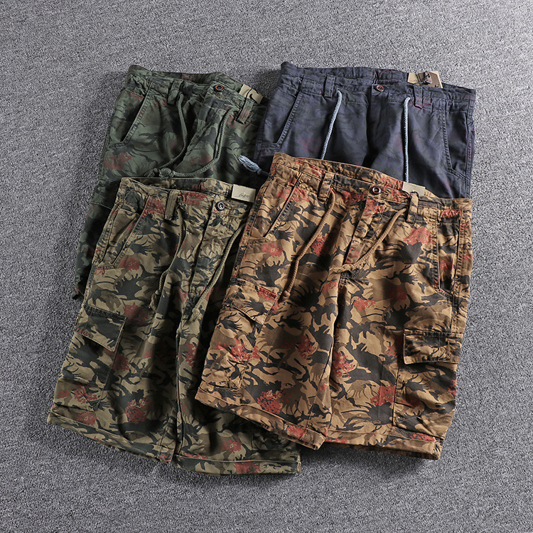Retro trend washing camouflage youth five-point pants Europe and the United States foreign trade original single men's workwear shorts casual pants 15