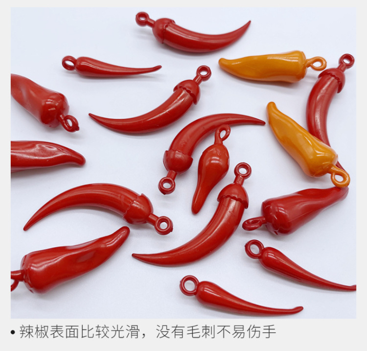 This is a diy beaded material of the same style as the popular acrylic hanging hole small chili pepper hundred-piece. The red color is used to make earrings detail image 8