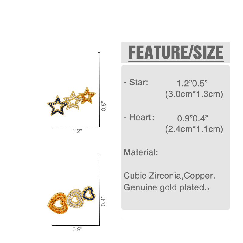 Five-pointed Star  Love Earrings display picture 2