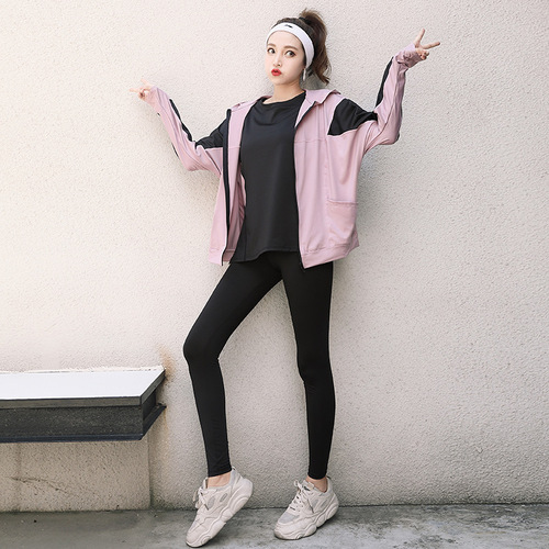 Women's Plus Size Autumn/Winter Yoga Set Loose Breathable Comfortable 5-Piece Set Exercise Running Fitness Clothes