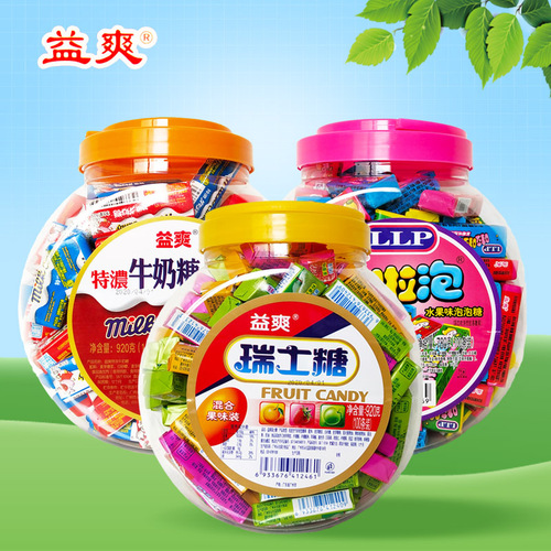 Manufacturer: Yishuang Swiss Milk Candy Pop Candy, about 100 pieces/piece Fruit Flavored Gum Candy