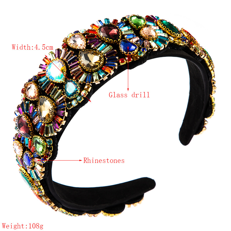 Fashion Color Rhinestone Headbands Women's Luxury Baroque Full Diamond Super Flash Headband display picture 1