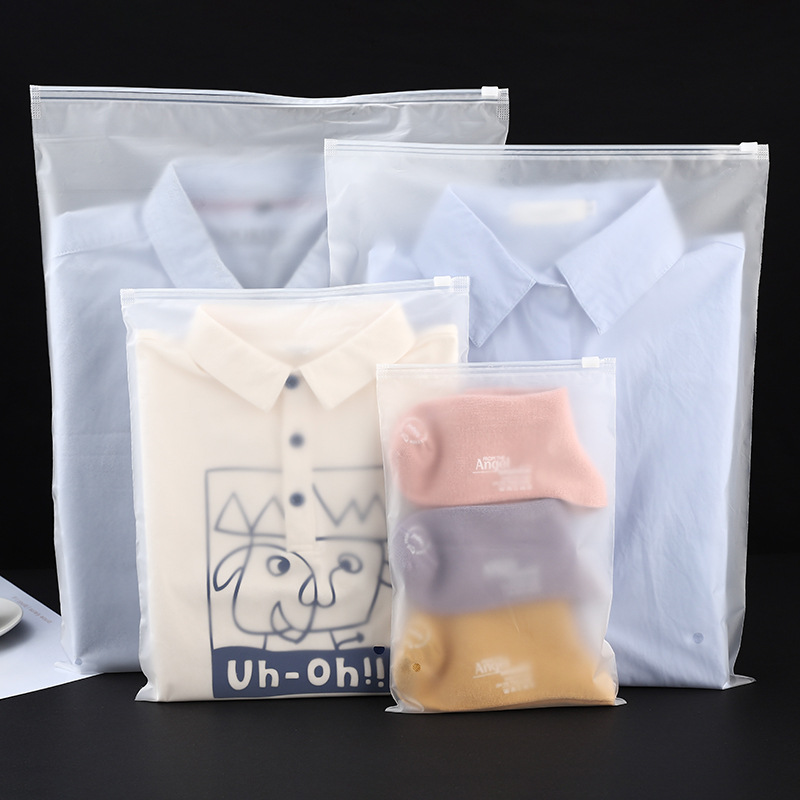 Transparente espesado esmerilado cremallera bolsa al por mayor auto-Sellado PE bolsa de plástico ropa interior calcetines bolsa de embalaje