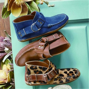 2020秋冬新款大码单鞋女平底高帮皮带扣休闲单鞋亚马逊wish女鞋