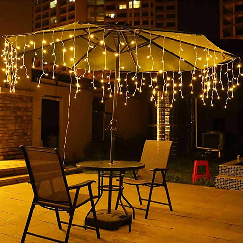 Solar Ice Bar Light Outdoor Waterproof Corridor Railing Light LED Curtain Light String