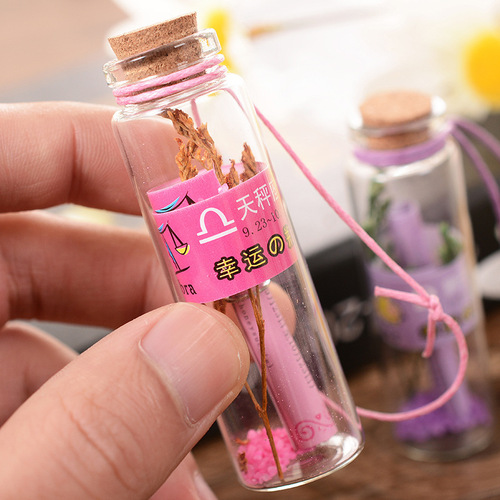 Small cork glass bottle, mini drift bottle, wish bottle cap, creative home lucky bottle