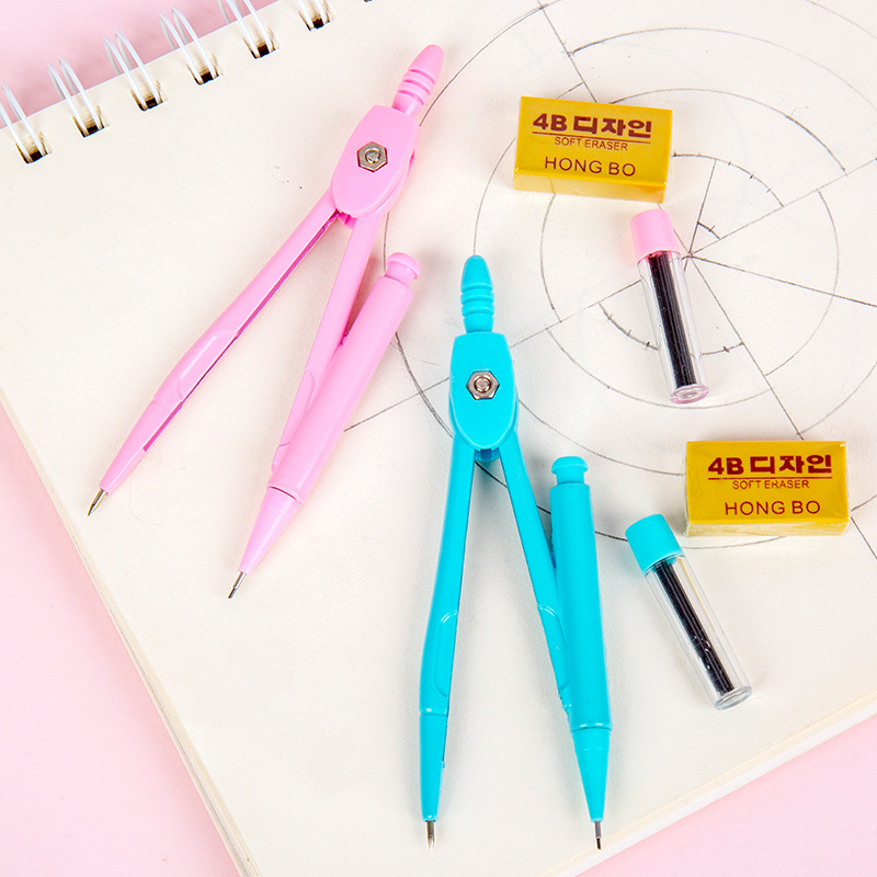 9018-2 BRÚJULAS DE EXAMEN DE estudiante traje equipo estándar de dibujo y pintura brújulas metálicas de 7 piezas