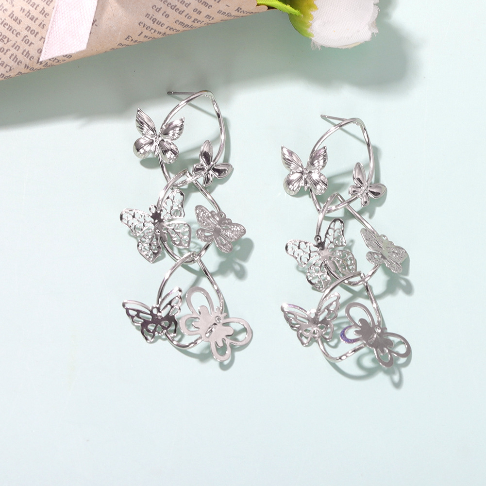 Fashion Multi-layer Butterfly Earrings Retro Forest Insect Long Star Wild Earrings Jewelry Wholesale Nihaojewelry display picture 6