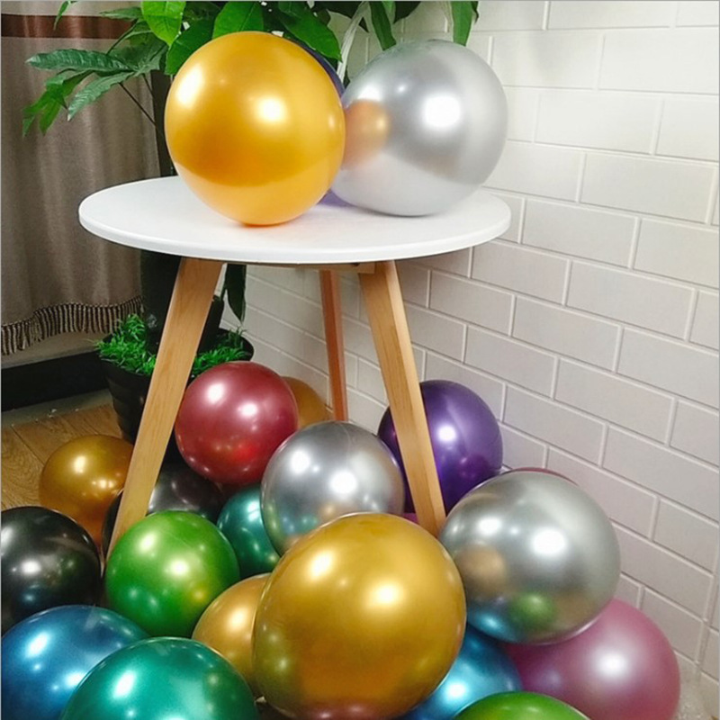 1.8克金属铬色乳胶气球生日派对装饰婚礼节日婚庆用品结婚房布置|ru