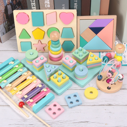 Wholesale baby early education toys, bead-wrapped children's package, building blocks, column, piano, twister, baby educational gift