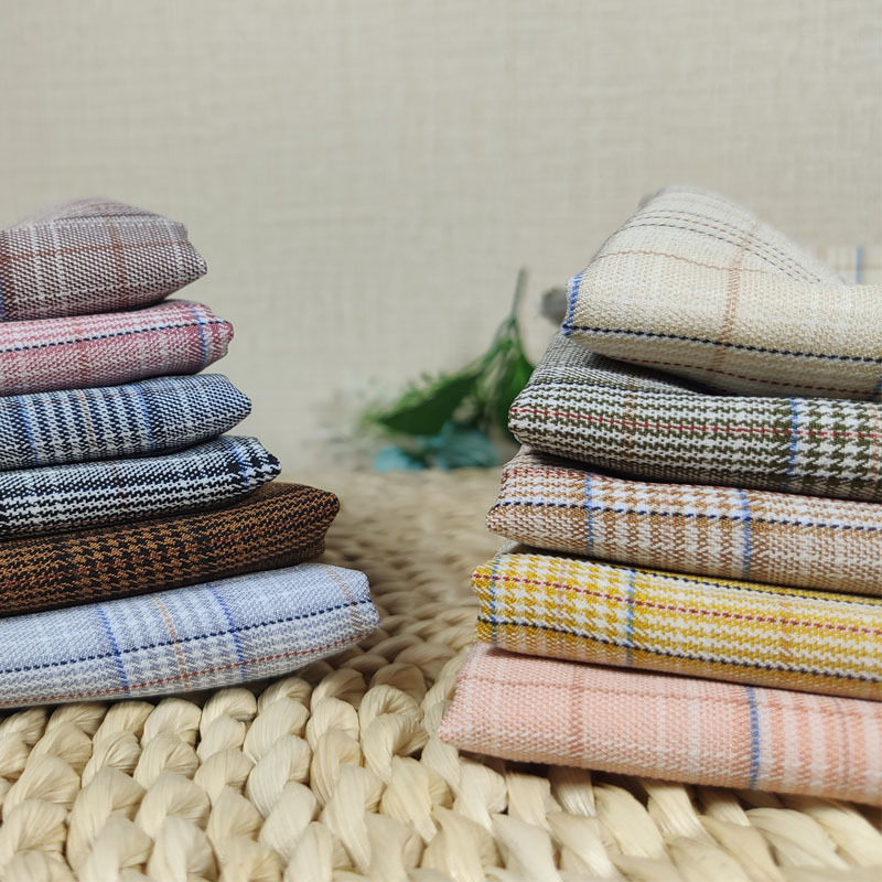 松锦原创色织格子面料 8605TR微弹格子布料制服格裙套装面料现货