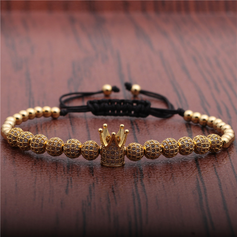 Micro-inlaid Zircon Diamond Ball Crown Woven Adjustable Bracelet display picture 2