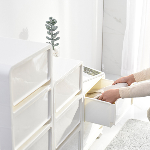 Bedside drawer cabinet with wheels, sandwich bedside table, bathroom living room, multi-layer snack kitchen storage plastic storage cabinet