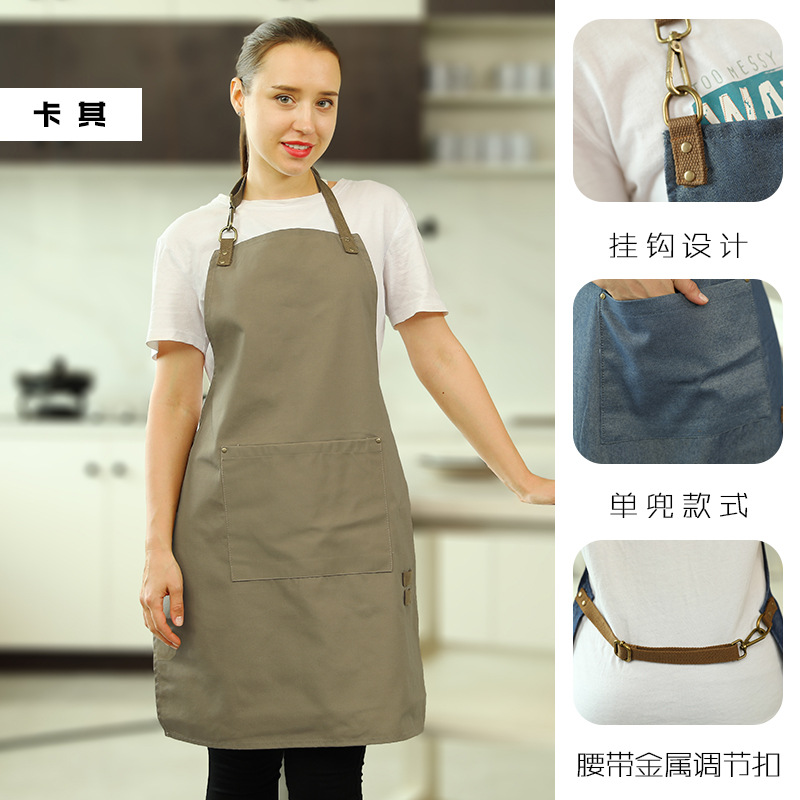 Estilo nórdico correa de hombro moda delantal leche tienda de té cocina en casa peluquería ropa de trabajo femenina Impresión de LOGOTIPO impreso