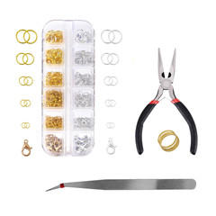 Alloy Lobster Claw Clasp Open Circle Set Tweezers DIY Storage Tool Accessories Decorative Jewelry Material Box