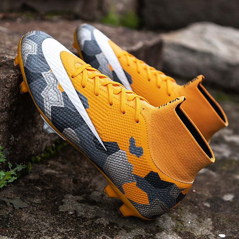 Foreign Trade Large Size Football Shoes New High Top TF Sneakers Male And Female Students Spikes AG Flat Student Training Wholesale_voghion.com