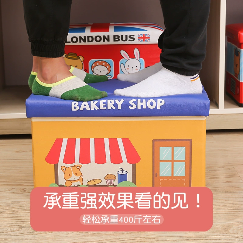 Cartoon bus, foldable storage system, capacious toy, storage box