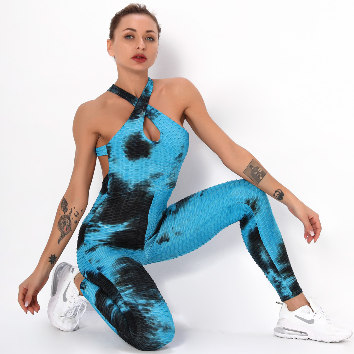 Shaping Tie-Dye Jacquard Fitness Beauty Back One-Piece Suit NSNS10669