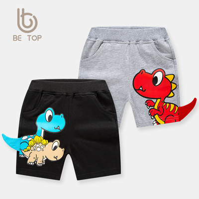 2022 new pattern summer Boy three-dimensional Cartoon shorts children Five point pants dinosaur Download pure cotton One piece On behalf of