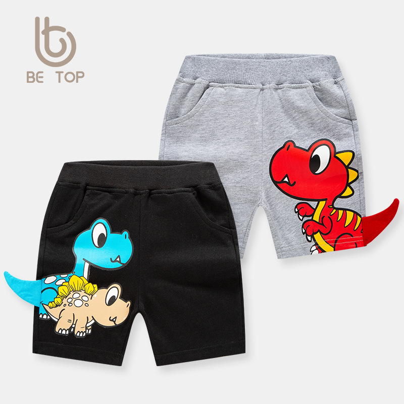 2022 new pattern summer Boy three-dimensional Cartoon shorts children Five point pants dinosaur Download pure cotton One piece On behalf of