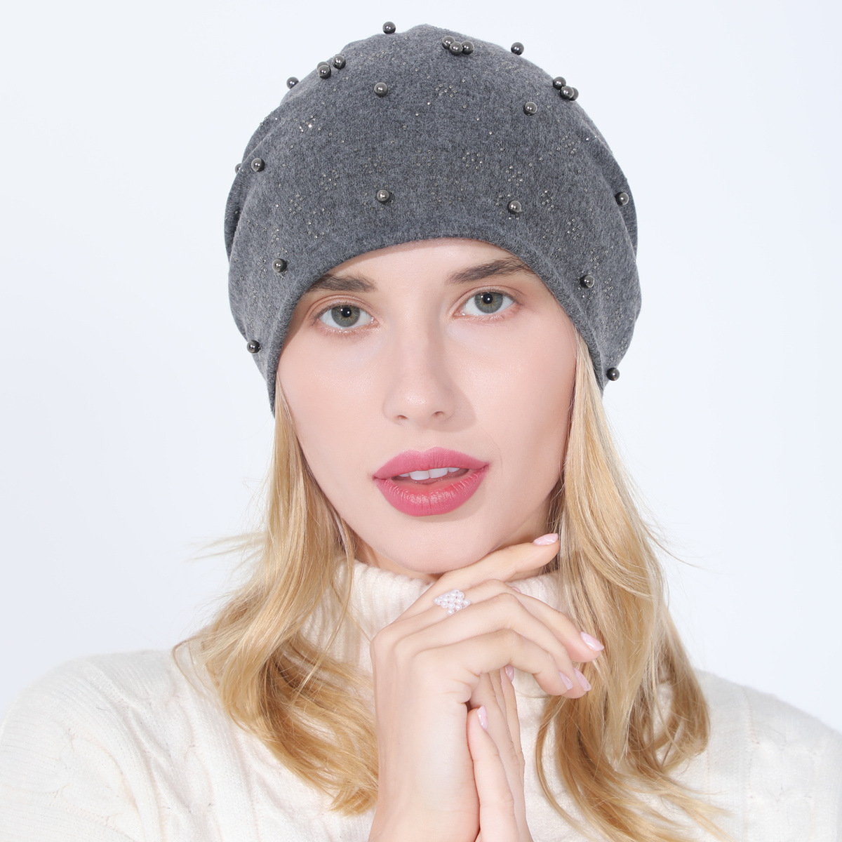 Pull à perles en coton Double couche pour femmes, ensemble de diamants chauds, à la mode, polyvalent, clair de lune chaud, nouvelle collection automne et hiver_voghion.com