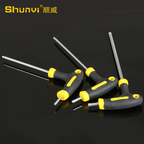 Knurl Dual-Color Ball Head T-Shaped Crutch Handle Internal Hex Wrench T-Shaped Plastic Handle Internal Hex Hex Key Hex Rod