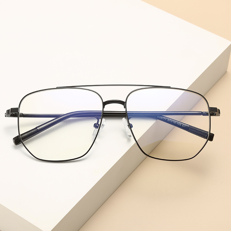 Fashion metal double beam flat mirror ultra light large frame mirror frame trend decorative mirror can be equipped with myopia glasses D29171