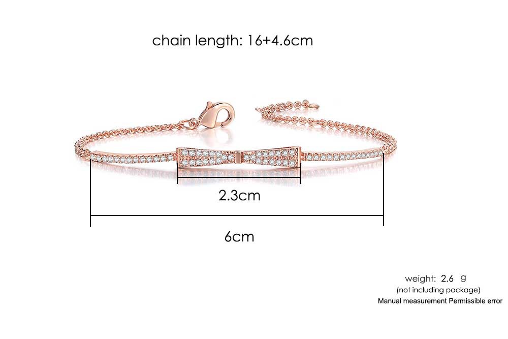 Fashion Heart Shape Bow Knot Copper Plating Zircon Bracelets 1 Piece