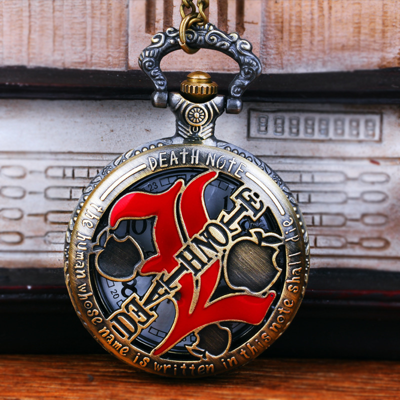Necklace nostalgic large bronze thin chain Red Hollow si death diary pocket watch one-piece delivery 8800