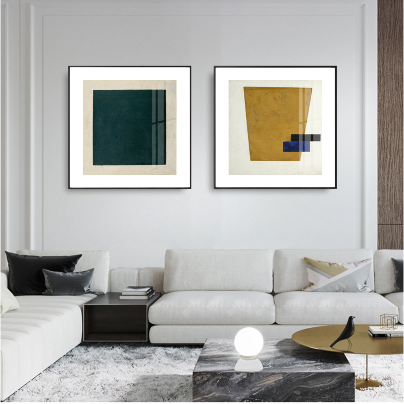 Malevich Abstract Color Block Simple Niche Entrance Vintage Decorative Painting Living Room Bedroom Entrance Background Wall Hanging Painting