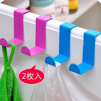 创意Z型门后挂钩 不锈钢无痕免钉挂钩门背式衣钩衣帽挂钩 2个装|ru