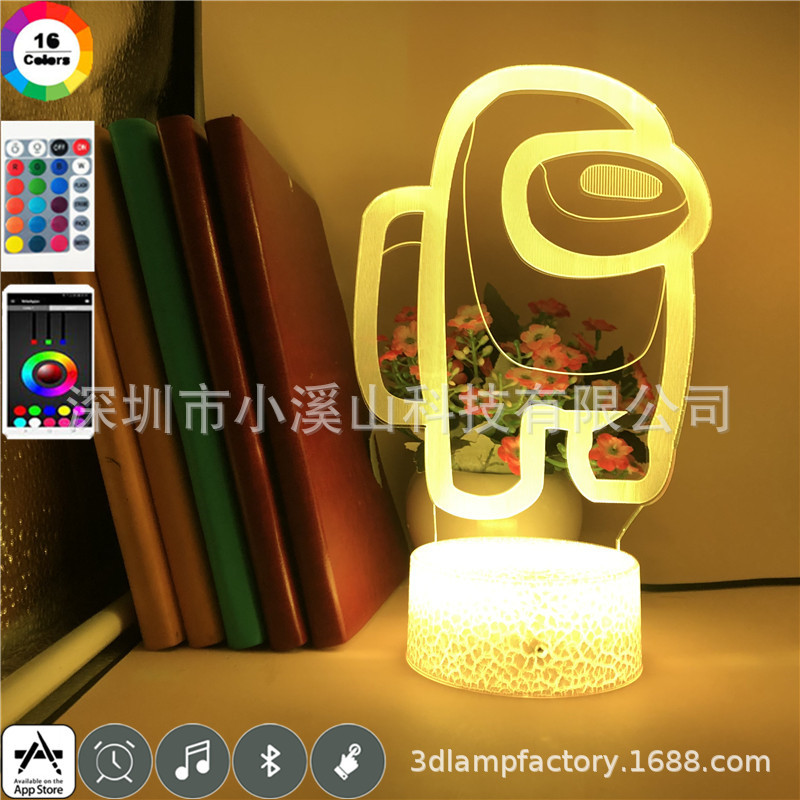 游戏在我们当中3D小夜灯跨境创意七彩亚克力感应灯USB台灯礼品灯