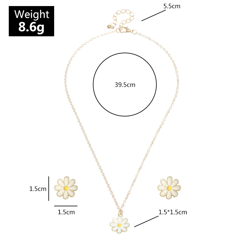 fashion jewelry cute and sweet dripping flower necklace wild small daisy earring set wholesale nihao