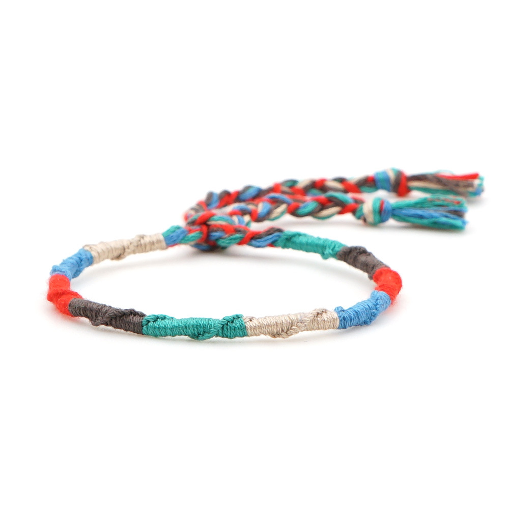 Fashion Handmade Original Linen Cotton Braided Bohemian Color Ethnic Style Elastic Bracelet For Women display picture 7