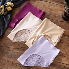 Ice silk seamless sexy lace stitching women's underwear, pure cotton crotch, large version of women's briefs manufacturer