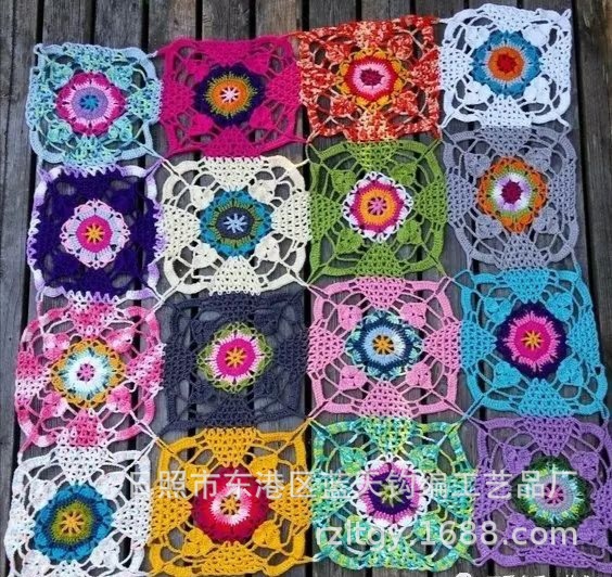手钩花，毛线手工钩针花花边，手工钩针钩织棉线花、毛线花