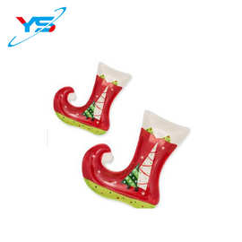 厂家直销3D立体陶瓷圣诞靴子长筒袜手彩蛋糕盘糖果盘圣诞节日用品